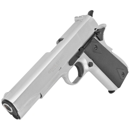 Zestaw pistolet wiatrówka Voltran Ekol ES 1911 White 4.5 mm - Blow Back, 1500 BBs, 10 kapsuł, tarcze