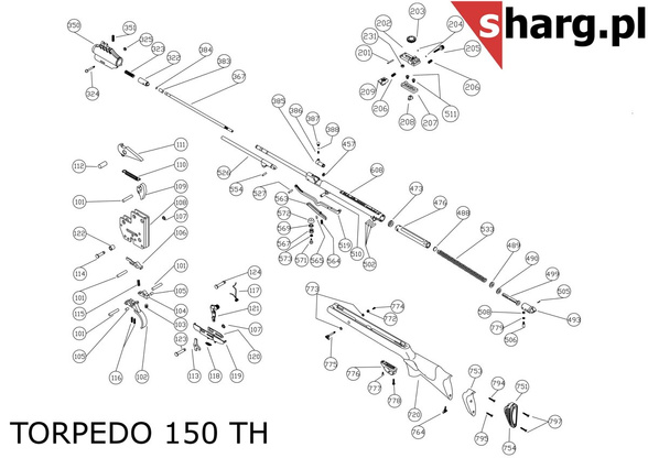 Polymer stock for Hatsan TORPEDO 150TH (PART 720) air rifle