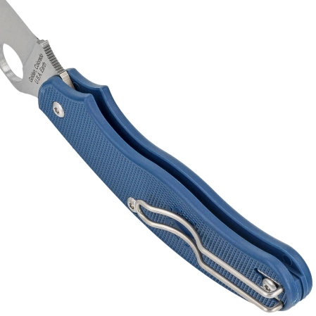 Spyderco UK Penknife Blue FRN, Satin Plain CPM SPY27 by Sal Glesser Knife (C94PCBL)