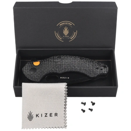 Kizer Roach XL Knife Black Micarta, Black PVD Stonewashed 14C28N (V4477BDA2)
