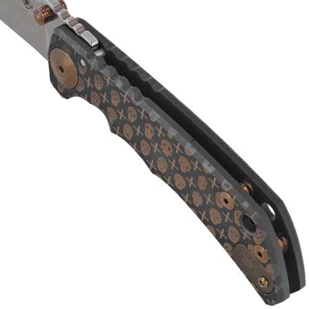 Nóż składany Spartan Blades Harsey Folder ''Gilded Skulls'' Titanium, Stonewashed MagnaCut