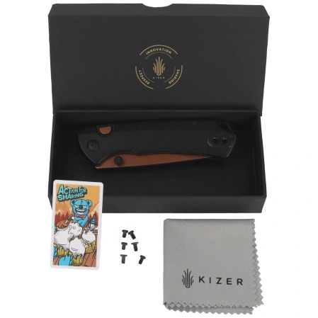 Nóż składany Kizer T1 BD Black Titanium, Sunset Metal PVD / Stonewashed Elmax by Uli Hennicke (Ki3490.2BDA2)