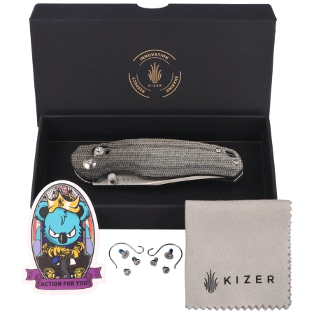 Nóż składany Kizer Phoca CC Black Norplex UltreX Micarta, Satin AEB-L (V3780A3)