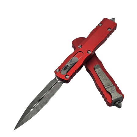 Microtech Dirac Delta D/E OTF Knife Red Aluminum, Apocalyptic by Tony Marfione (227-10APRD)