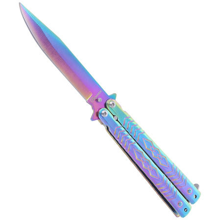 Nóż składany motylek Martinez Albainox Balisong Steel, Rainbow Finish (02193)