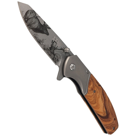 Nóż składany myśliwski Herbertz CJH motyw 3D Jeleń Olive Wood, Titanium Coated (44160 - 55009)