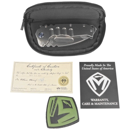 Nóż składany Medford Praetorian T Tanto Tumbled Titanium, Blue HW/Clip, Tumbled S45VN by Greg Medford (MK0124TT-01TM-T2C2-BN)