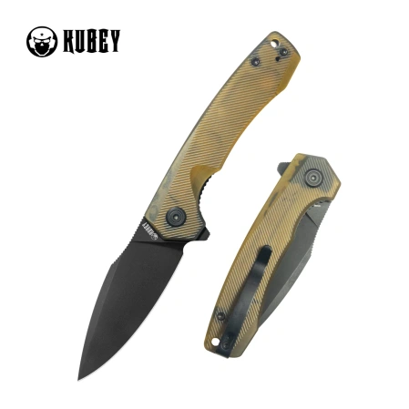 Kubey Calyce Knife Yellow Ultem, Blackwashed 14C28N (KU901Z)