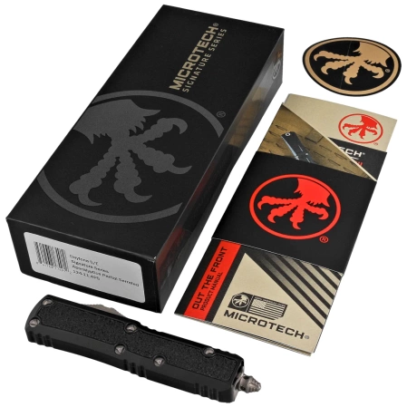 Microtech Daytona S/E Signature OTF Knife Black Aluminum, Apocalyptic P/S M390 by Tony Marfione (124-11APS)