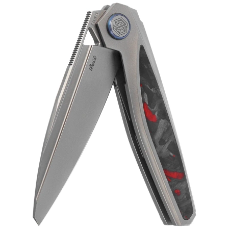 Rike Knife RK-Baidi-S-P/RCF Gray Titanium / Red Carbon Fiber, Bead Blasted M390