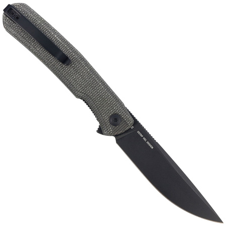 Sencut Knife Scitus Dark Green Canvas Micarta, Black Stonewashed D2 by Ostap Hel (S21042-3)