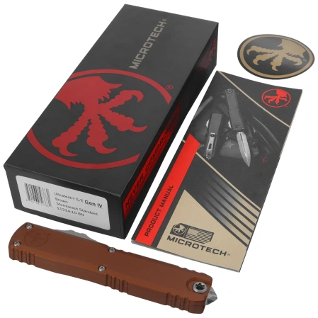 Microtech Ultratech Gen IV S/E OTF Knife Brown Aluminum, Stonewashed M390MK by Tony Marfione (11214-10BN)