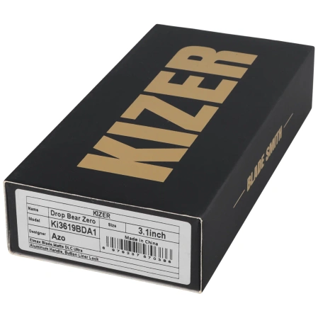 Kizer Drop Bear Zero Knife Dark Gray Aluminum, Matte DLC Ultra Elmax by Azo (Ki3619BDA1)