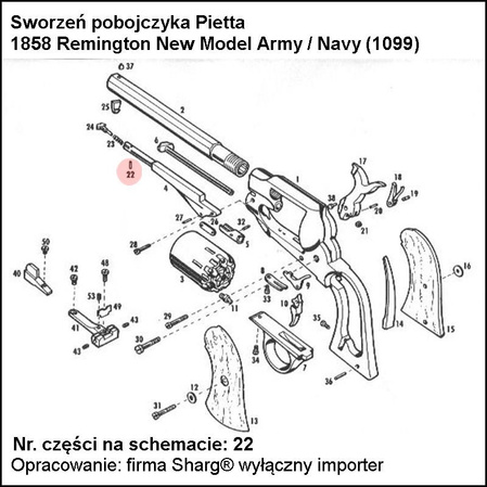 Sworzeń pobojczyka Pietta 1858 Remington, 1862 Spiller & Burr (1099)
