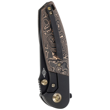 WE Knife Nitro Mini Black Titanium / Copper Foil Carbon Fiber, Black Stonewashed CPM 20CV by Peter Carey (WE22015-2)