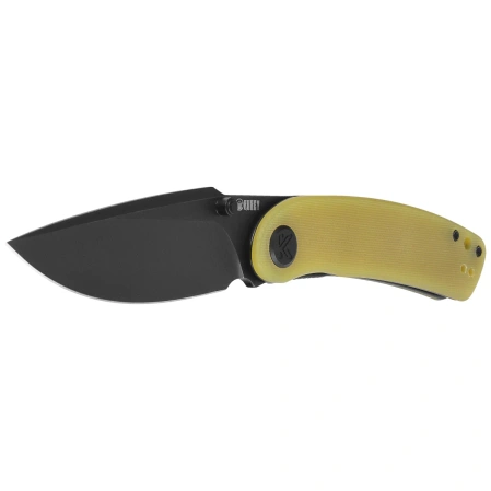 Kubey Momentum Knife Translucent Yellow G10, Blackwashed D2 by Sherif Manganas (KU344O)