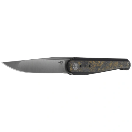 Nóż składany Bestech Spear Phisher Black Titanium/Dark Matter Gold Fat Carbon, Hand Rubbed Satin M390 by Todd Knife and Tool (BT2405D)