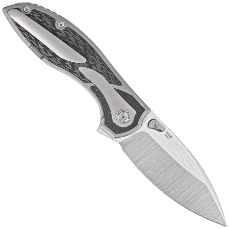 Nóż składany Reate Iron-X Bead Blast Titanium / Carbon Fiber, Satin M390 by Kirby Lambert