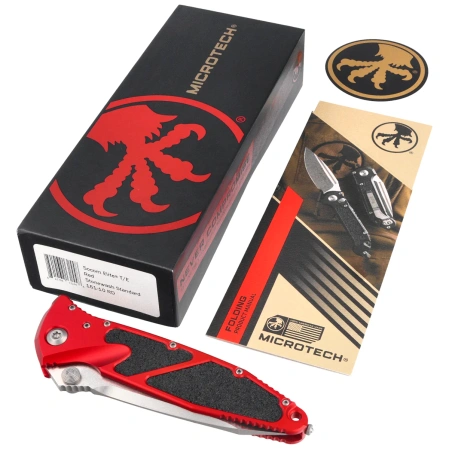 Microtech Socom Elite T/E-M Knife Red Aluminium, Stonewashed M390MK by Tony Marfione (161-10RD)
