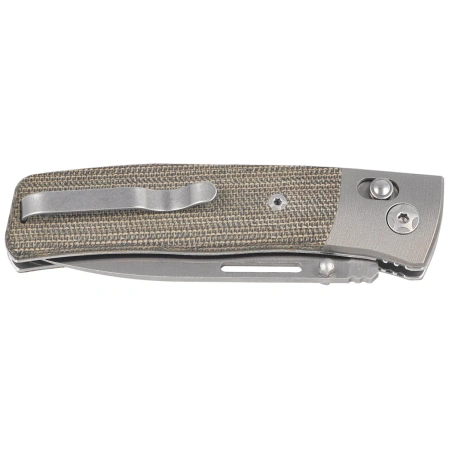 LionSteel NiNi Knife Titanium Bolsters / Green Canvas Micarta, Satin M390 by Gianni Pauletta (NN2 CVG)