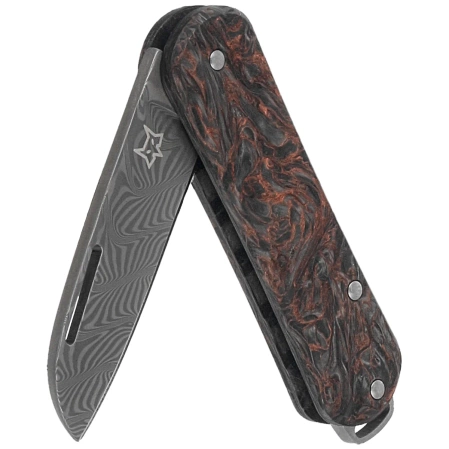 Fox Vulpis 108 LE No 148/250 Dark Matter Fat Carbon, Super Clean Damascus by Balbach Damast Pocket Knife (FX-VPDAM108 DMCO)