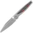 Nóż składany Rike Knife RK-Baidi-S-P/RCF Gray Titanium / Red Carbon Fiber, Bead Blasted M390