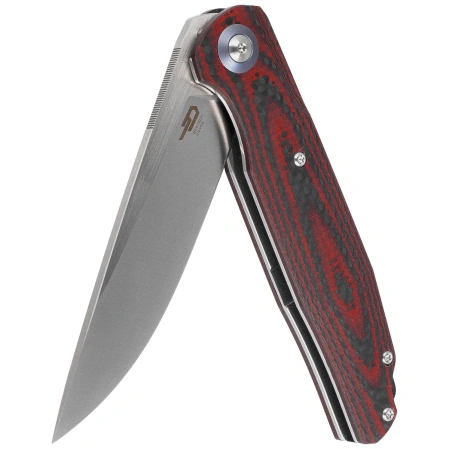 Nóż składany Bestech Ascot Red Carbon Fiber/G10, Satin D2 (BG19F)