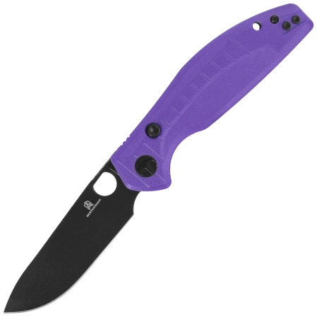 Bestechman Angry Owl Knife Purple G10, Black PVD D2 by Keanu Alfaro (BMK12E-2)