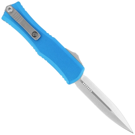 Microtech Hera II Mini D/E OTF Knife Blue Aluminum, Stonewashed M390MK by Tony and Sean Marfione (1702M-10BL)