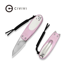 Civivi Purr Knife Powder Pink-White G10, Satin Nitro-V by Ostap Hel (C25054-4)