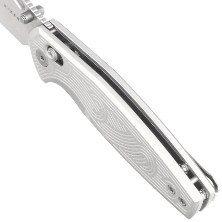 Nóż składany Kizer Khamsin Silver Aluminium, Satin Nitro-V by Maksim Epifantsev (V3791A3)