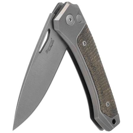 Nóż składany LionSteel Twain Gray Titanium / Green Canvas Micarta, Satin MagnaCut by Gianni Pauletta (TW GY CVG)