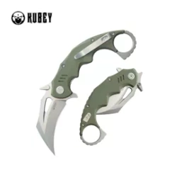 Kubey Mini Wrath Knife Green G10, Beadblasted 14C28N by MUZI Design (KU262B)