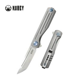 Kubey Muso Knife Gray Titanium, Satin M390 by Tiguass (KB244A)