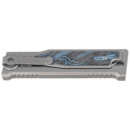 Reate EXO-M Gravity T/E Knife Bead Blasted Titanium/Damascus Blue-Black G10, Satin Elmax