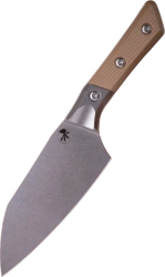Microtech Santoku 6'' Kitchen Knife Titanium Bolster/Coyote G10, Stonewashed M390MK (3200B-10CE)