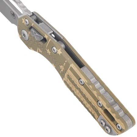 Microtech MSI S/E Knife Moss Green USA Flag Tri-Grip Polymer, Apocalyptic M390MK by Tony Marfione (210T-10APPMMGFLAG)