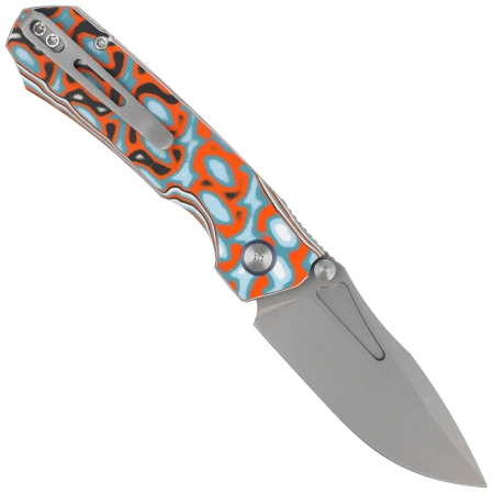 Nóż składany Remette RT-Rhino Blue/Orange G10, Beadblasted D2 (RNGD261)