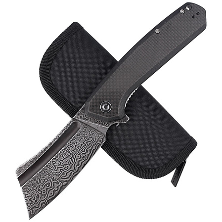 Nóż składany CIVIVI Bullmastiff Twill Carbon Fiber / Black G10, Black Damascus (C2006DS-1)