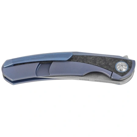 Bestech Sambac Knife Blue Titanium / Marbled Carbon Fiber, Stonewashed / Satin MagnaCut by Ostap Hel (BT2402D)