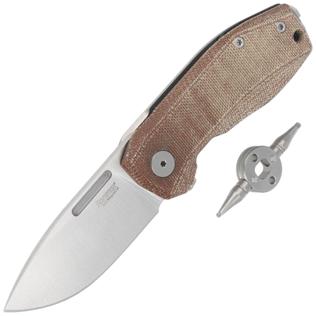 LionSteel Nano Knife Natural Canvas Micarta, Satin MagnaCut (NA01 CVN)