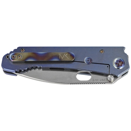 Medford 187 DP Blue Titanium, Flamed HW/Clip, Tumbled D2 by Greg Medford