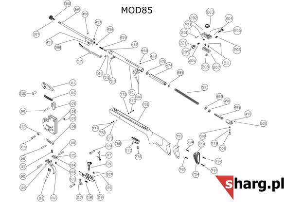 Lufa z kostką wiatrówka Hatsan MOD 55S - MOD 90 4.5 mm