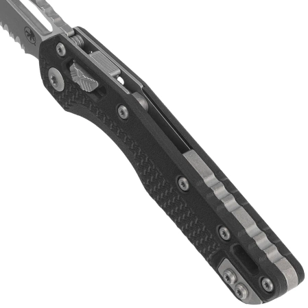 Nóż składany Microtech MSI S/E Ram-Lok Black Tri-Grip Polymer, Apocalyptic P/S M390MK by Tony Marfione (210T-11APPMBK)