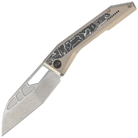 WeKnife Inceptus Knife Champagne Titanium/Aluminum Foil Carbon Fiber, Satin M390 by Robert Saniscalchi (WE25017-4)