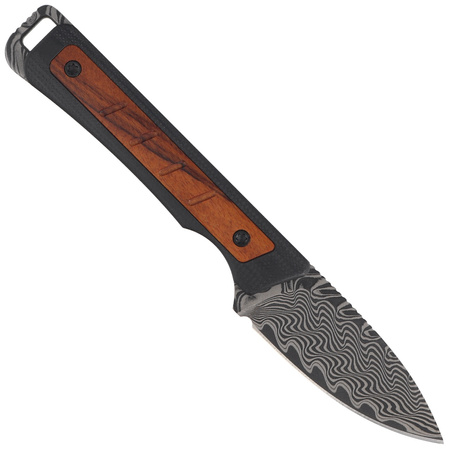 Kizer Whiskey Jack Knife Black G10 / Mkuruti Wood, Damascus by Jonathan Styles (1108A2)