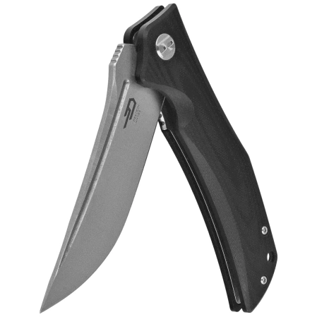 Bestech Scimitar Black G10, Stonewashed/Satin D2 Knife (BG05A-1)