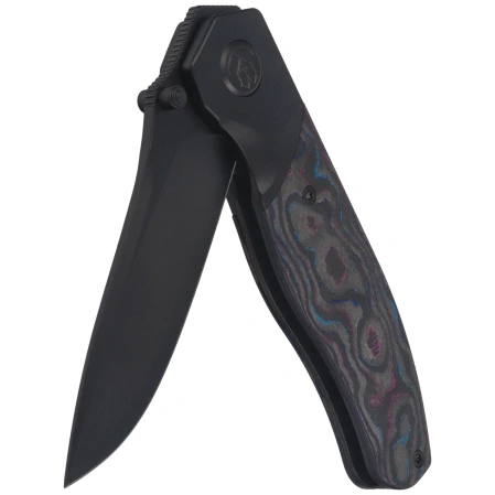 KB Kubey Velvet Snake Knife Black DLC Titanium / Damtanium Camo Carbon, Black DLC M390 by Bastard Knives (KB266D)