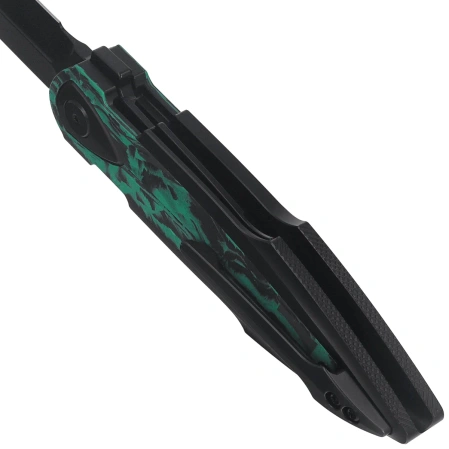 Bestech Ika Dagger Knife Black Titanium / GITD Marble Carbon Fiber, Black PVD M390 by Tashi Bharucha (BT2602D)