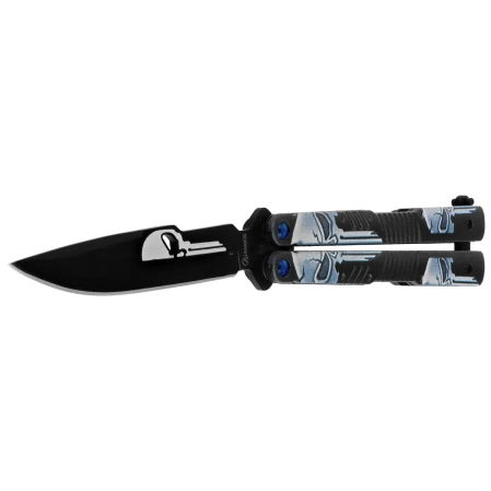 Nóż składany motylek Martinez Albainox Balisong Skulls Black Aluminium, Black 3Cr13Mov (02201)